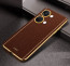 Vaku ® OnePlus Nord 3 Luxemberg Series Leather Stitched Gold Electroplated Soft TPU Back Cover