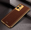 Vaku ® Vivo Y75 5G Luxemberg Series Leather Stitched Gold Electroplated Soft TPU Back Cover