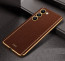 Vaku ® Vivo Y100 4G Luxemberg Leather Pattern Gold Electroplated Soft TPU Back Cover