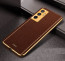 Vaku ® Vivo Y75 4G Luxemberg Series Leather Stitched Gold Electroplated Soft TPU Back Cover