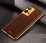 Vaku ® Vivo Y75 5G Luxemberg Series Leather Stitched Gold Electroplated Soft TPU Back Cover