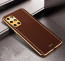Vaku ® OnePlus 8T Luxemberg Leather Stitched Gold Electroplated Soft TPU Back Cover