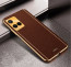 Vaku ® Vivo Y21G  Luxemberg Series Leather Stitched Gold Electroplated Soft TPU Back Cover