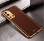 Vaku ® OnePlus 9R Luxemberg Series Leather Stitched Gold Electroplated Soft TPU Back Cover