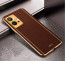 Vaku ® Vivo T1 5G Luxemberg Series Leather Stitched Gold Electroplated Soft TPU Back Cover