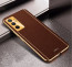 Vaku ® Vivo Y75 4G Luxemberg Series Leather Stitched Gold Electroplated Soft TPU Back Cover