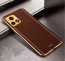 Vaku ® Vivo Y72 5G Luxemberg Series Leather Stitched Gold Electroplated Soft TPU Back Cover