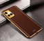 Vaku ® Vivo Y33S Luxemberg Series Leather Stitched Gold Electroplated Soft TPU Back Cover