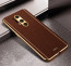 Vaku ® OnePlus 8 Pro Luxemberg Series Leather Stitched Gold Electroplated Soft TPU Back Cover