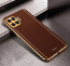 Vaku ® Oppo F17 Luxemberg Series Leather Stitched Gold Electroplated Soft TPU Back Cover