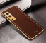 Vaku ® Vivo iQoo Z3 5G Luxemberg Series Leather Stitched Gold Electroplated Soft TPU Back Cover