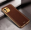 Vaku ® Xiaomi Mi 11 Lite Luxemberg Series Leather Stitched Gold Electroplated Soft TPU Back Cover