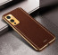 Vaku ® OnePlus 9 Luxemberg Series Leather Stitched Gold Electroplated Soft TPU Back Cover