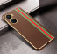 Vaku ® Vivo Y16 Felix Line Leather Stitched Gold Electroplated Soft TPU Back Cover Case