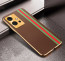 Vaku ® Vivo T1 5G Felix Line Leather Stitched Gold Electroplated Soft TPU Back Cover Case