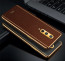 Vaku ® OnePlus 8 Luxemberg Series Leather Stitched Gold Electroplated Soft TPU Back Cover
