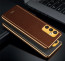 Vaku ® Samsung Galaxy A14 Luxemberg Series Leather Stitched Gold Electroplated Soft TPU Back Cover