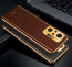 Vaku ® Redmi Note 10 Pro Luxemberg Series Leather Stitched Gold Electroplated Soft TPU Back Cover