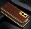 Vaku ® OnePlus Nord 2 Luxemberg Series Leather Stitched Gold Electroplated Soft TPU Back Cover