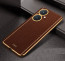 Vaku ® Vivo Y27 Luxemberg Series Leather Stitched Gold Electroplated Soft TPU Back Cover