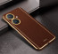 Vaku ® Vivo Y27 Luxemberg Series Leather Stitched Gold Electroplated Soft TPU Back Cover