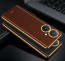 Vaku ® Vivo Y27 Luxemberg Series Leather Stitched Gold Electroplated Soft TPU Back Cover