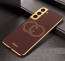 Vaku ® Samsung Galaxy S22 Skylar Leather Pattern Gold Electroplated Soft TPU Back Cover