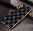 Vaku ® Oppo F15 Cheron Series Leather Stitched Gold Electroplated Soft TPU Back Cover
