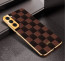 Vaku ® Samsung Galaxy S21 Plus Cheron Series Leather Stitched Gold Electroplated Soft TPU Back Cover