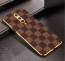 Vaku ® OnePlus 8 Cheron Series Leather Stitched Gold Electroplated Soft TPU Back Cover