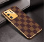 Vaku ® Samsung Galaxy S20 Ultra Cheron Series Leather Stitched Gold Electroplated Soft TPU Back Cover