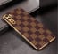 Vaku ® Oppo F15 Cheron Series Leather Stitched Gold Electroplated Soft TPU Back Cover