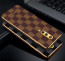 Vaku ® OnePlus 8 Cheron Series Leather Stitched Gold Electroplated Soft TPU Back Cover