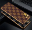 Vaku ® Oppo F15 Cheron Series Leather Stitched Gold Electroplated Soft TPU Back Cover