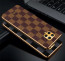 Vaku ® Xiaomi Redmi Note 9 Pro Max Cheron Series Leather Stitched Gold Electroplated Soft TPU Back Cover