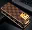 Vaku ® Samsung Galaxy S20 Ultra Cheron Series Leather Stitched Gold Electroplated Soft TPU Back Cover