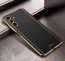 Vaku ® Samsung Galaxy A54 Luxemberg Series Leather Stitched Gold Electroplated Soft TPU Back Cover