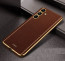 Vaku ® Samsung Galaxy A34 Luxemberg Series Leather Stitched Gold Electroplated Soft TPU Back Cover