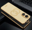 Vaku ® Oppo A17 Skylar Leather Pattern Gold Electroplated Soft TPU Back Cover