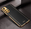 Vaku ® Redmi Note 11T 5G Luxemberg Series Leather Stitched Gold Electroplated Soft TPU Back Cover