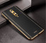 Vaku ® OnePlus 8 Luxemberg Series Leather Stitched Gold Electroplated Soft TPU Back Cover