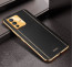 Vaku ® Vivo V23 5G Luxemberg Series Leather Stitched Gold Electroplated Soft TPU Back Cover