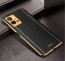 Vaku ® Vivo Y75 5G Luxemberg Series Leather Stitched Gold Electroplated Soft TPU Back Cover