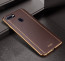 Vaku ® OPPO F9 / F9 Pro Vertical Leather Stitched Gold Electroplated Soft TPU Back Cover