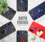 Vaku ® Xiaomi Redmi Note 7 / Note 7 Pro Ring Holder Auto Focus Leather Stitched Soft Silicone 4 Frames plus ultra-thin case transparent cover