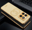 Vaku ® OnePlus 10T 5G Skylar Series Leather Stitched Gold Electroplated Soft TPU Back Cover