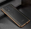 Vaku ® Oneplus 8 Pro Vertical Leather Stitched Gold Electroplated Soft TPU Back Cover