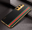 Vaku ® Samsung Galaxy S23 FE Felix Line Leather Stitched Gold Electroplated Soft TPU Back Cover Case