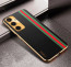 Vaku ® Samsung Galaxy S23 FE Felix Line Leather Stitched Gold Electroplated Soft TPU Back Cover Case