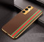 Vaku ® Samsung Galaxy S23 FE Felix Line Leather Stitched Gold Electroplated Soft TPU Back Cover Case